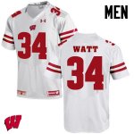 Men's Wisconsin Badgers NCAA #34 Derek Watt White Authentic Under Armour Stitched College Football Jersey CY31C88QK